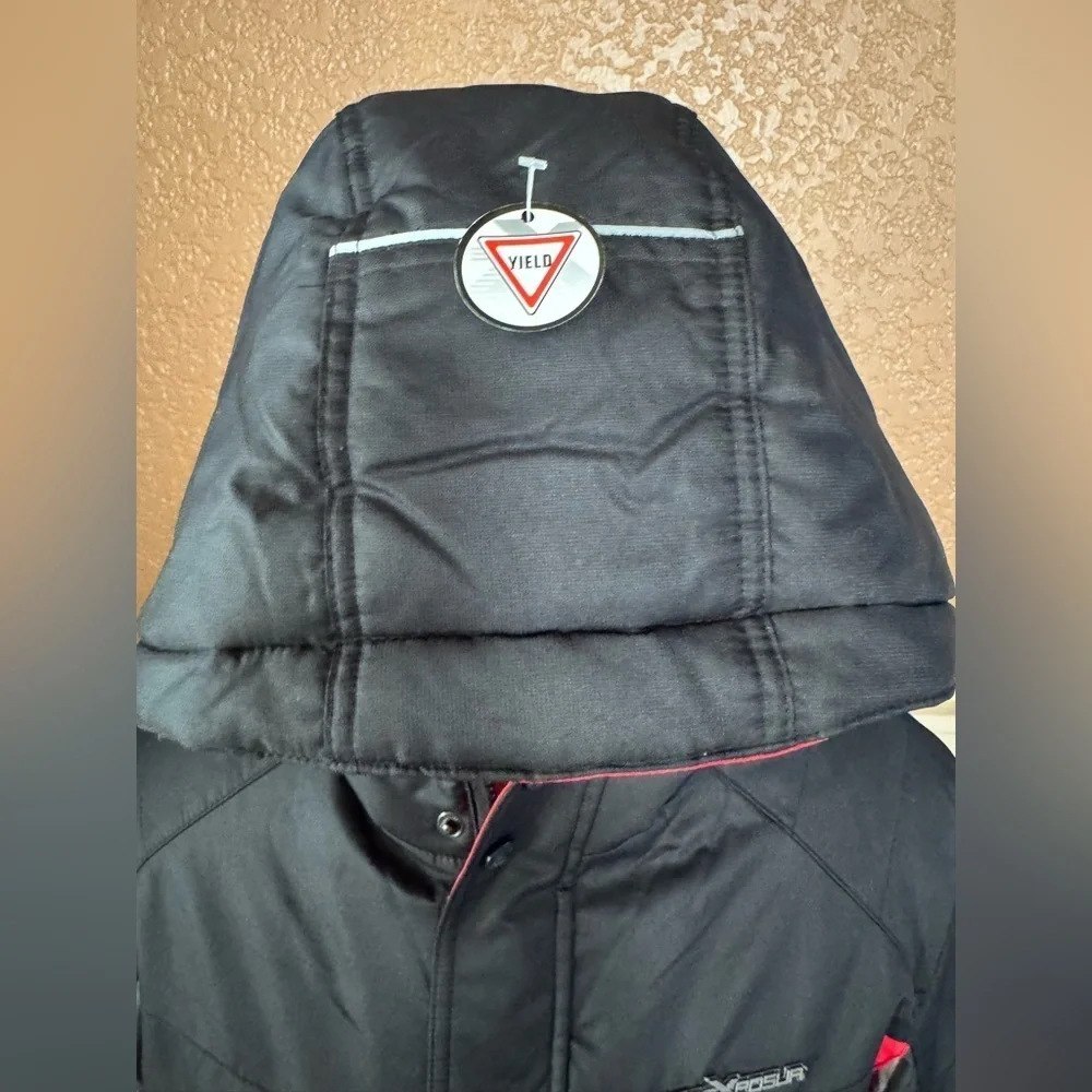 ZeroXposur  Puffy Black Jacket with Red and Gray Accents